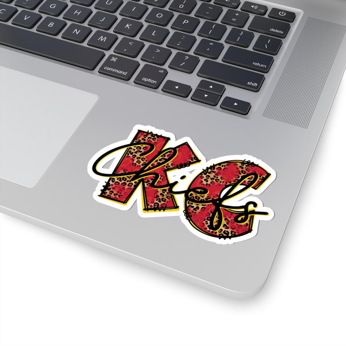 ColorFlow | KC Chiefs Leopard Print Vinyl Sticker for Water Bottles Laptops Cars | Football Fan Art Waterproof Decal